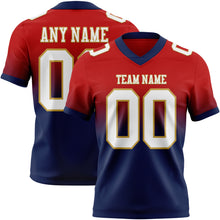 Load image into Gallery viewer, Custom Red White Navy-Old Gold Authentic Fade Fashion Football Jersey