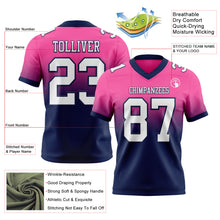 Загрузить изображение в средство просмотра галереи, Custom Pink White-Navy Authentic Fade Fashion Football Jersey