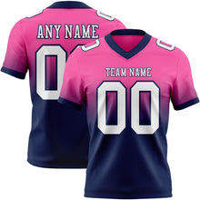 Загрузить изображение в средство просмотра галереи, Custom Pink White-Navy Authentic Fade Fashion Football Jersey