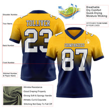 Load image into Gallery viewer, Custom Gold White-Navy Authentic Fade Fashion Football Jersey