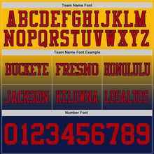 Load image into Gallery viewer, Custom Gold Red-Navy Authentic Fade Fashion Football Jersey