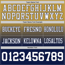 Laden Sie das Bild in den Galerie-Viewer, Custom Old Gold White-Navy Authentic Fade Fashion Football Jersey