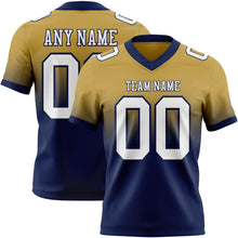 Laden Sie das Bild in den Galerie-Viewer, Custom Old Gold White-Navy Authentic Fade Fashion Football Jersey