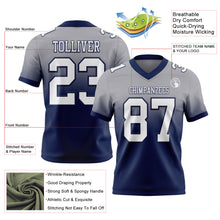 Load image into Gallery viewer, Custom Gray White-Navy Authentic Fade Fashion Football Jersey