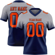 Load image into Gallery viewer, Custom Gray Orange-Navy Authentic Fade Fashion Football Jersey