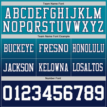 Load image into Gallery viewer, Custom Teal White-Navy Authentic Fade Fashion Football Jersey
