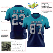 Laden Sie das Bild in den Galerie-Viewer, Custom Teal Gray-Navy Authentic Fade Fashion Football Jersey