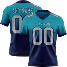 Laden Sie das Bild in den Galerie-Viewer, Custom Teal Gray-Navy Authentic Fade Fashion Football Jersey