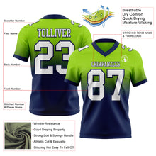 Laden Sie das Bild in den Galerie-Viewer, Custom Neon Green White-Navy Authentic Fade Fashion Football Jersey