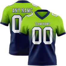Laden Sie das Bild in den Galerie-Viewer, Custom Neon Green White-Navy Authentic Fade Fashion Football Jersey