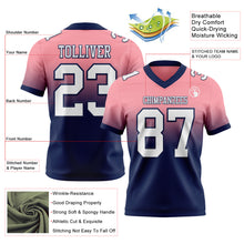 Load image into Gallery viewer, Custom Medium Pink White-Navy Authentic Fade Fashion Football Jersey