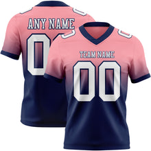 Load image into Gallery viewer, Custom Medium Pink White-Navy Authentic Fade Fashion Football Jersey
