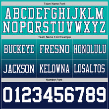 Charger l'image dans la galerie, Custom Aqua White-Navy Authentic Fade Fashion Football Jersey