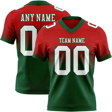 Load image into Gallery viewer, Custom Red White-Green Authentic Fade Fashion Football Jersey