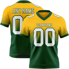 Load image into Gallery viewer, Custom Gold White-Green Authentic Fade Fashion Football Jersey
