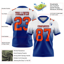 Load image into Gallery viewer, Custom White Orange-Royal Authentic Fade Fashion Football Jersey
