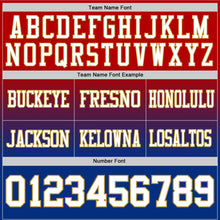 Load image into Gallery viewer, Custom Red White Royal-Old Gold Authentic Fade Fashion Football Jersey