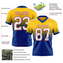 Load image into Gallery viewer, Custom Yellow White Royal-Red Authentic Fade Fashion Football Jersey