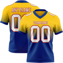 Load image into Gallery viewer, Custom Yellow White Royal-Red Authentic Fade Fashion Football Jersey