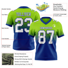 Laden Sie das Bild in den Galerie-Viewer, Custom Neon Green White-Royal Authentic Fade Fashion Football Jersey