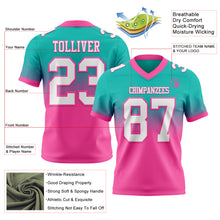 Charger l'image dans la galerie, Custom Aqua White-Pink Authentic Fade Fashion Football Jersey