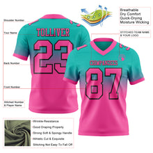 Charger l'image dans la galerie, Custom Aqua Pink-Black Authentic Fade Fashion Football Jersey