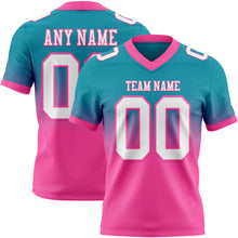 Load image into Gallery viewer, Custom Teal White-Pink Authentic Fade Fashion Football Jersey