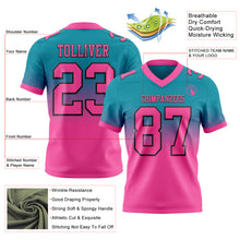 Загрузить изображение в средство просмотра галереи, Custom Teal Pink-Black Authentic Fade Fashion Football Jersey