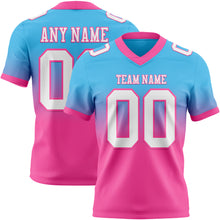 Load image into Gallery viewer, Custom Sky Blue White-Pink Authentic Fade Fashion Football Jersey