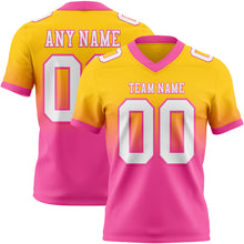 Load image into Gallery viewer, Custom Yellow White-Pink Authentic Fade Fashion Football Jersey