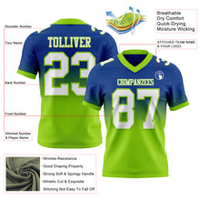 Load image into Gallery viewer, Custom Royal White-Neon Green Authentic Fade Fashion Football Jersey