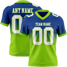 Load image into Gallery viewer, Custom Royal White-Neon Green Authentic Fade Fashion Football Jersey