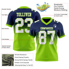 Load image into Gallery viewer, Custom Navy White-Neon Green Authentic Fade Fashion Football Jersey