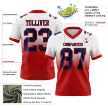 Load image into Gallery viewer, Custom White Navy-Red Authentic Fade Fashion Football Jersey