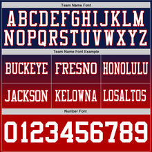 Load image into Gallery viewer, Custom Navy White-Red Authentic Fade Fashion Football Jersey