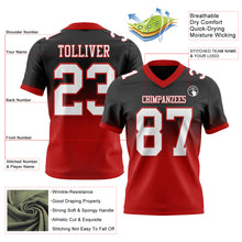 Load image into Gallery viewer, Custom Black White-Red Authentic Fade Fashion Football Jersey