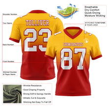 Load image into Gallery viewer, Custom Gold White-Red Authentic Fade Fashion Football Jersey