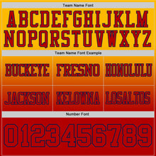 Load image into Gallery viewer, Custom Gold Red-Navy Authentic Fade Fashion Football Jersey