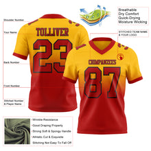 Load image into Gallery viewer, Custom Gold Red-Black Authentic Fade Fashion Football Jersey