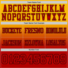 Load image into Gallery viewer, Custom Gold Red-Black Authentic Fade Fashion Football Jersey