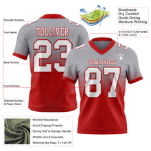 Load image into Gallery viewer, Custom Gray White-Red Authentic Fade Fashion Football Jersey