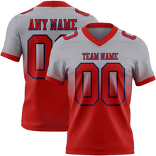 Load image into Gallery viewer, Custom Gray Red-Navy Authentic Fade Fashion Football Jersey