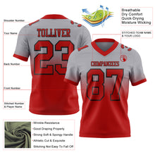 Load image into Gallery viewer, Custom Gray Red-Black Authentic Fade Fashion Football Jersey