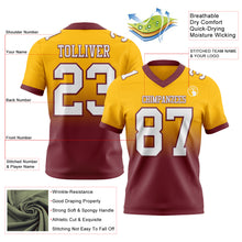 Load image into Gallery viewer, Custom Gold White-Burgundy Authentic Fade Fashion Football Jersey