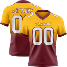 Load image into Gallery viewer, Custom Gold White-Burgundy Authentic Fade Fashion Football Jersey