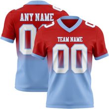 Load image into Gallery viewer, Custom Red White-Light Blue Authentic Fade Fashion Football Jersey