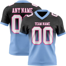 Laden Sie das Bild in den Galerie-Viewer, Custom Black White Light Blue-Pink Authentic Fade Fashion Football Jersey