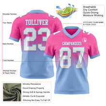 Загрузить изображение в средство просмотра галереи, Custom Pink White-Light Blue Authentic Fade Fashion Football Jersey