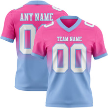 Загрузить изображение в средство просмотра галереи, Custom Pink White-Light Blue Authentic Fade Fashion Football Jersey
