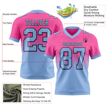 Load image into Gallery viewer, Custom Pink Light Blue-Black Authentic Fade Fashion Football Jersey